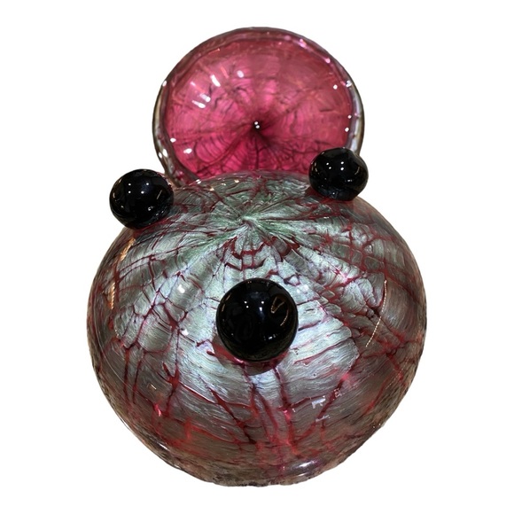 RARE antique absolutely gorgeous Loetz Titania Austria Glass lidded, footed bowl - Picture 11 of 12